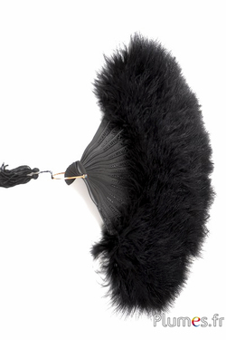 Éventail en plumes de dinde - 50 x 28 cm - noir